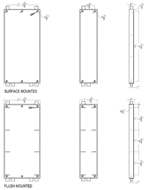 surface and flush mounted